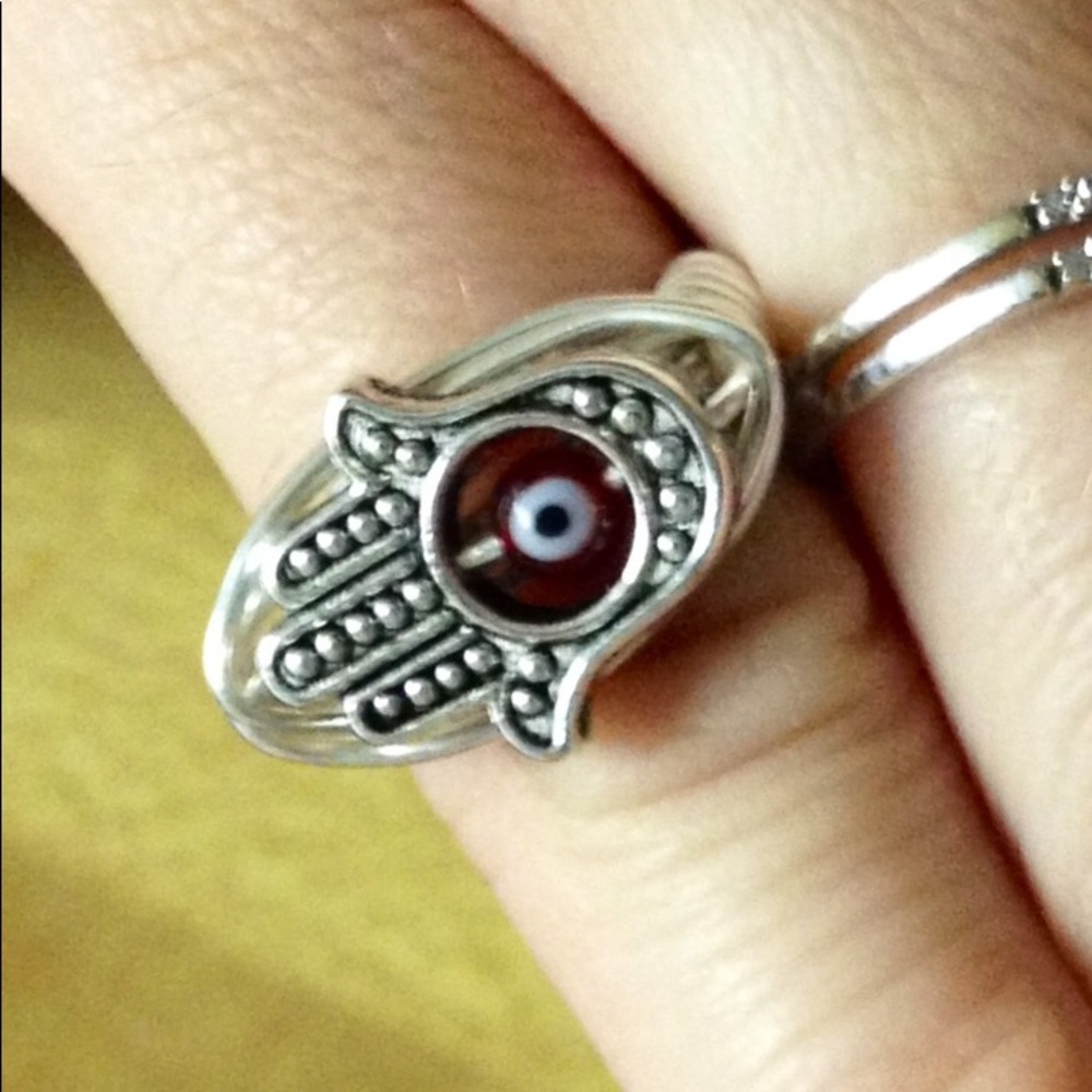 Evil Eye Hamsa Hand Ring - Picture 6 of 7